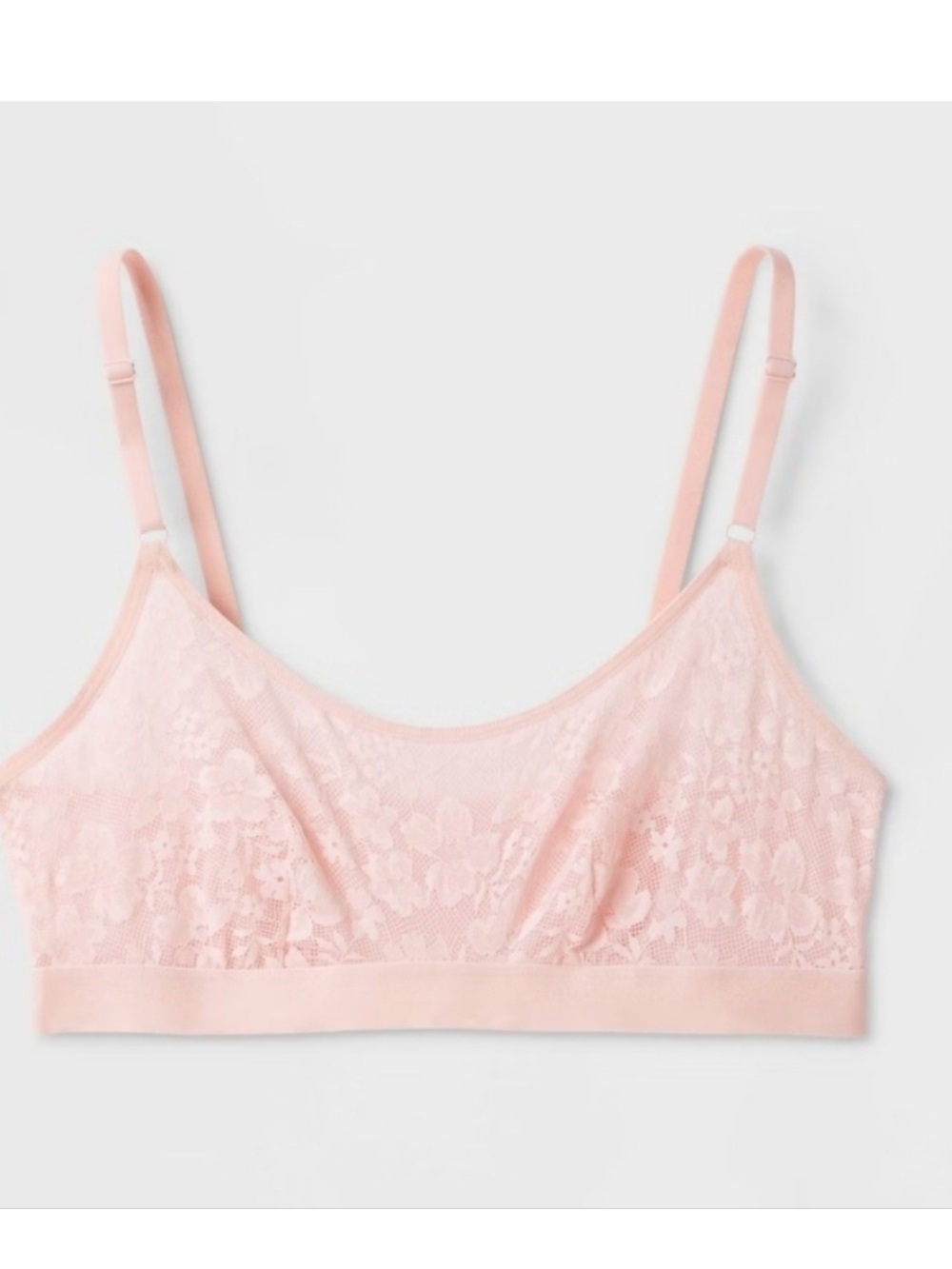 Auden Sheer Floral Lace Bralette in Pale Pink